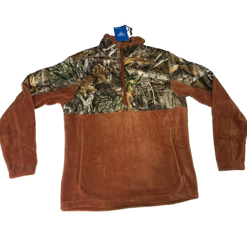 Columbia PHG Mens M Realtree Edge Camo Fleece 1/4 Zip Hunting Pullover NWT